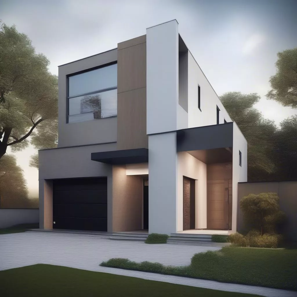 Modern house with integrated garage