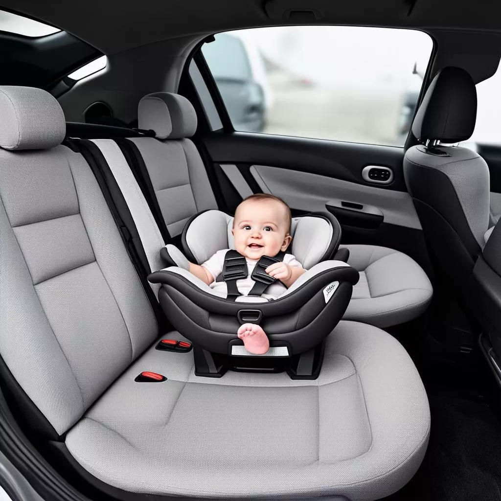 Infant car seat in a store