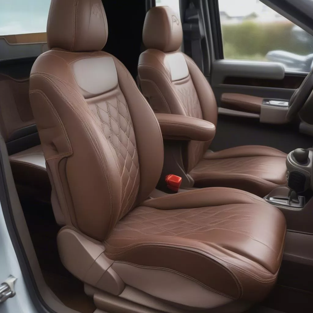Synthetic leather truck seat upholstery