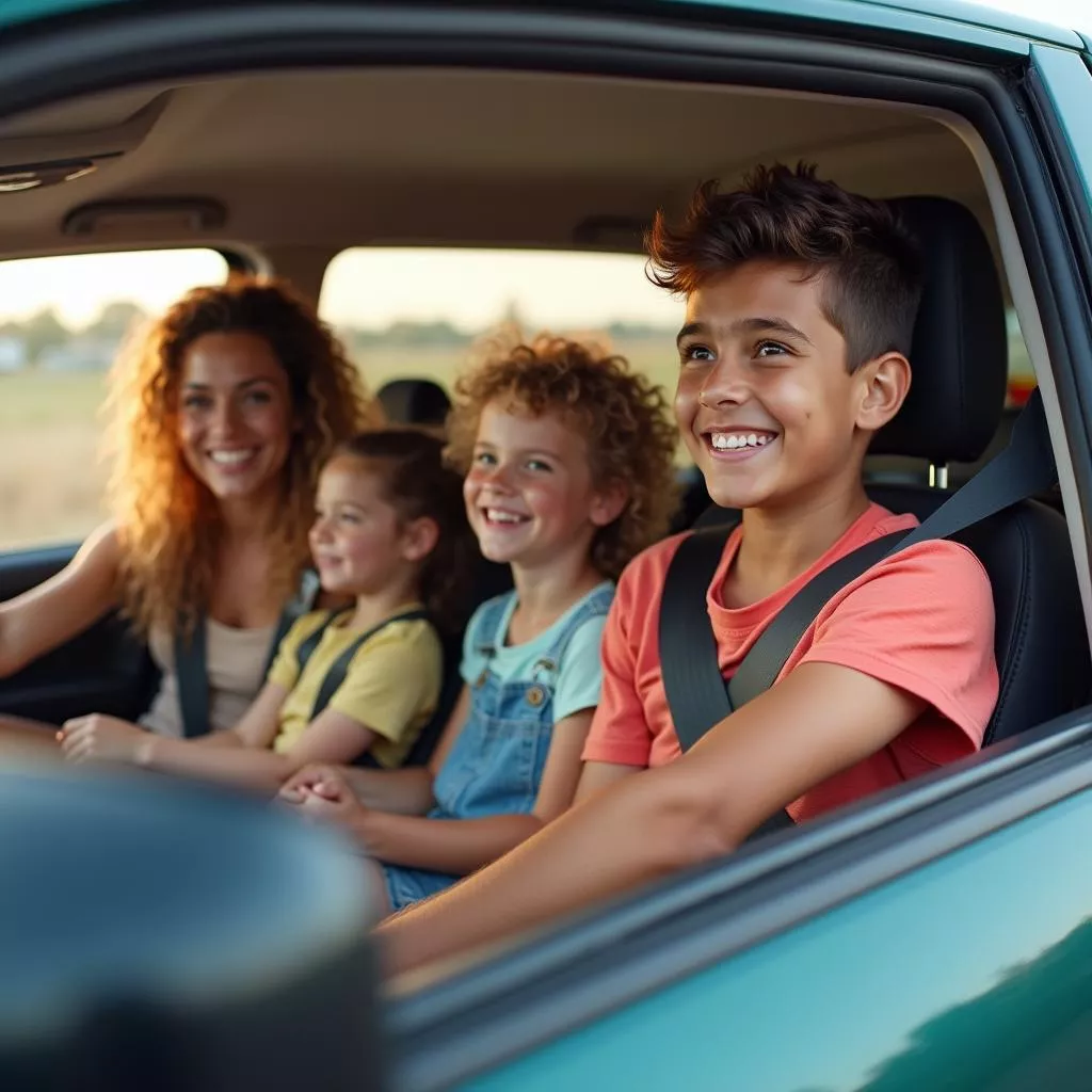 Familie auf einem Ausflug mit dem Auto