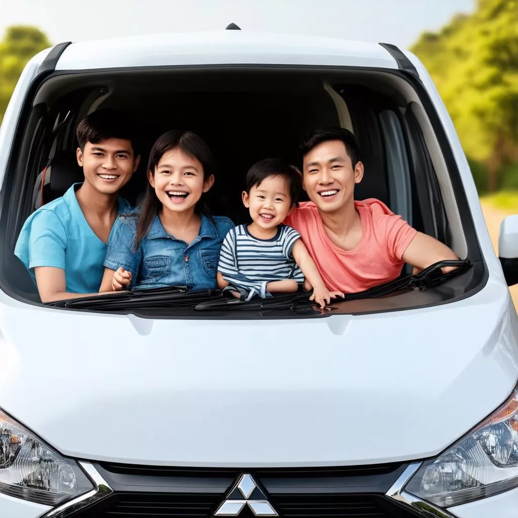 Gia đình hạnh phúc trên xe Mitsubishi Attrage 2020