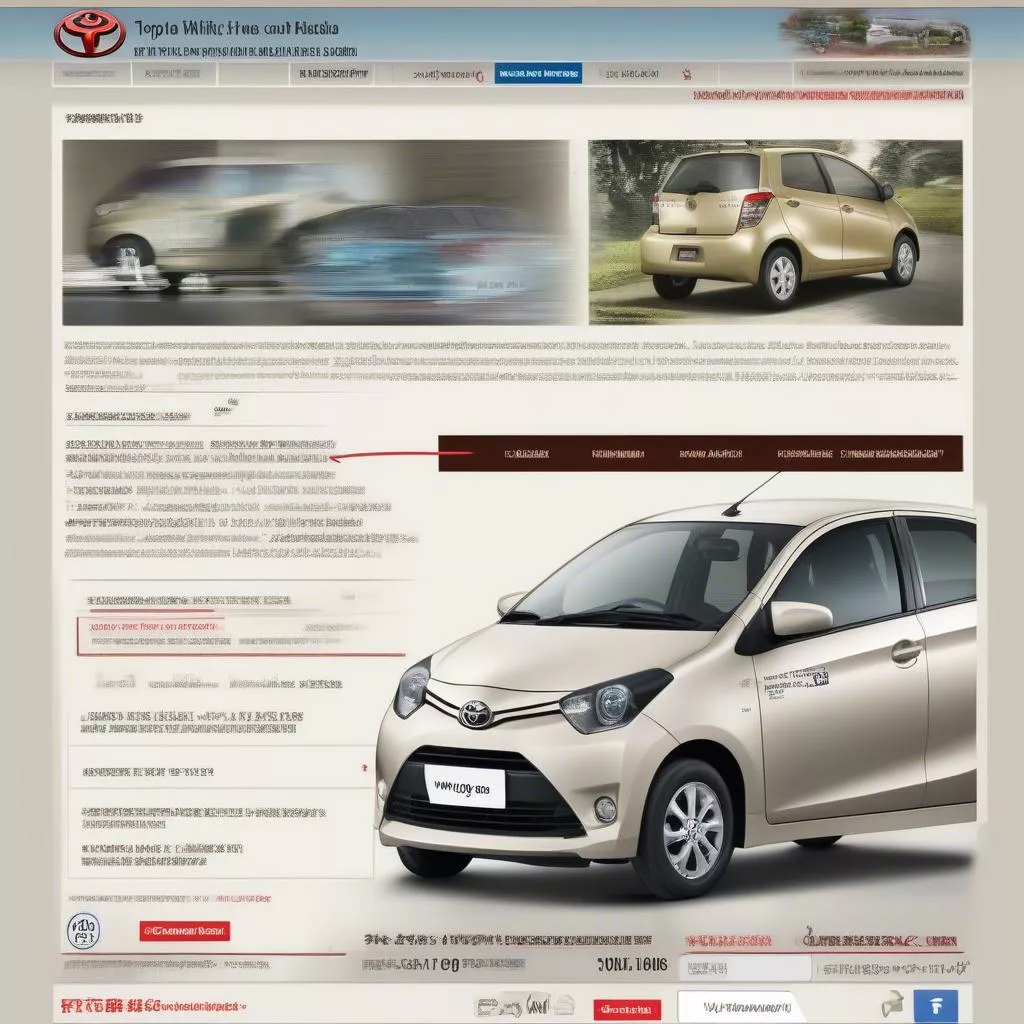 Used Toyota Wigo prices listed on a website