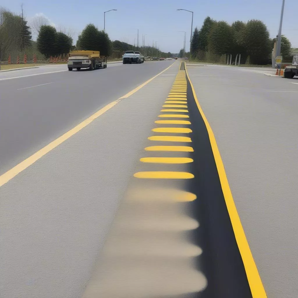 Gờ giảm tốc cao su GT03 lắp đặt dự án đường bộ