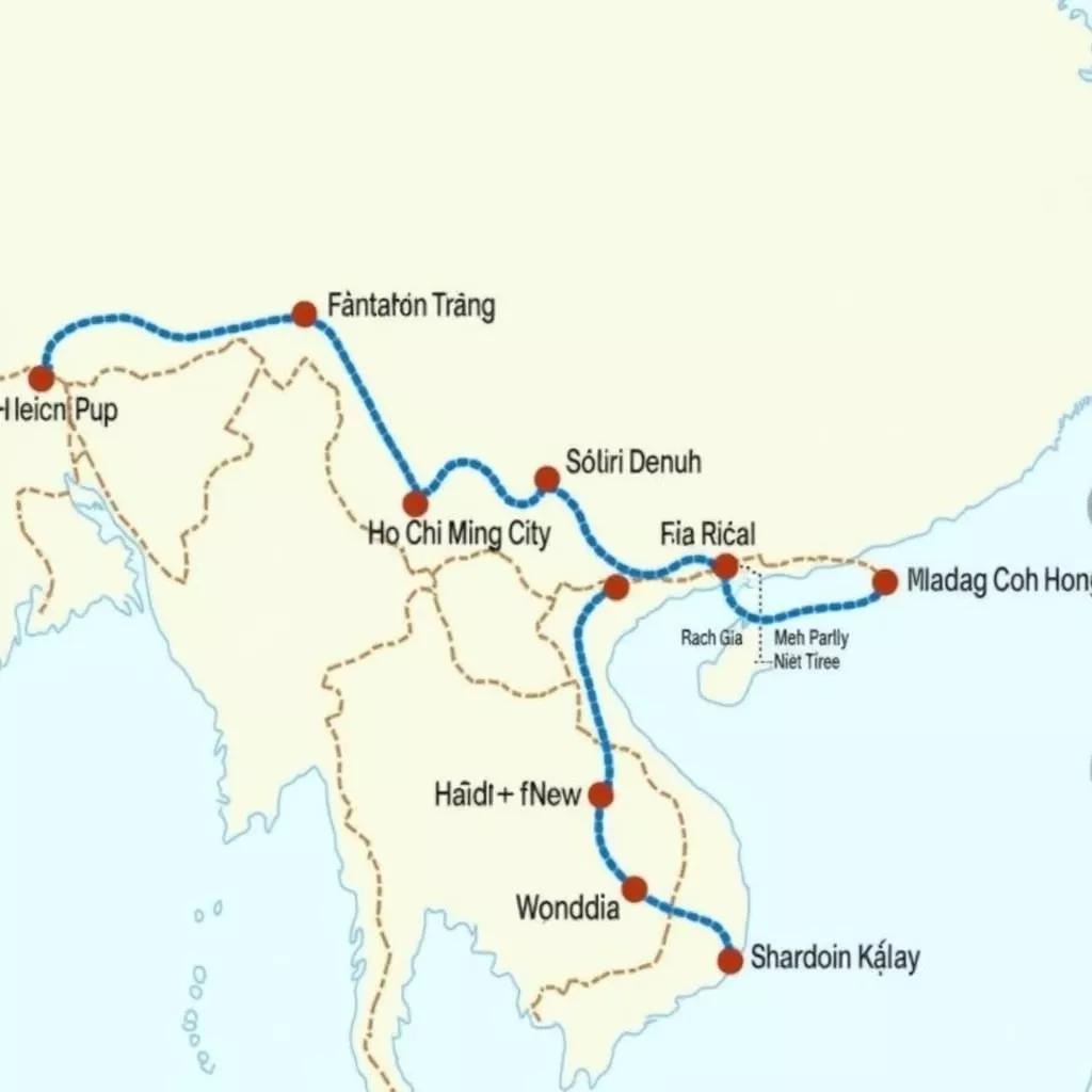Phuong Trang bus route map to Rach Gia
