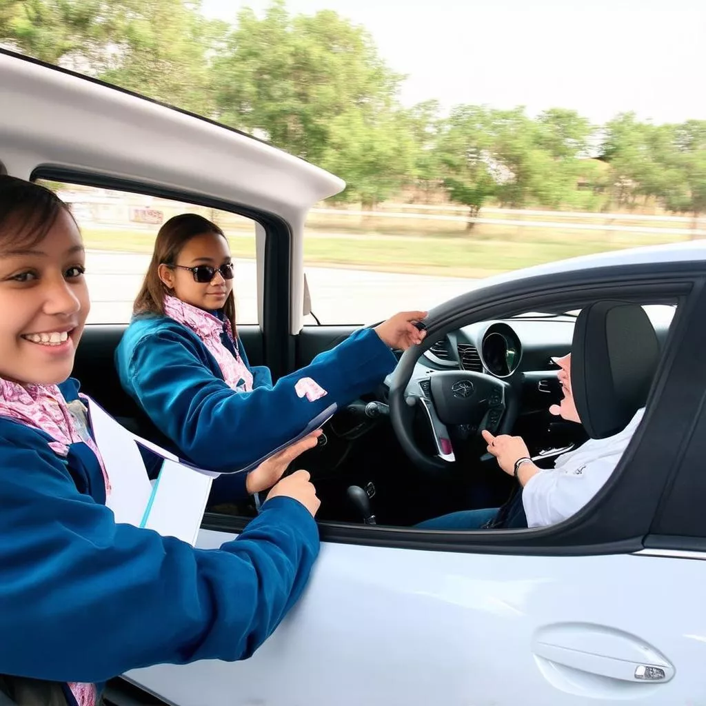 Student driver practicing