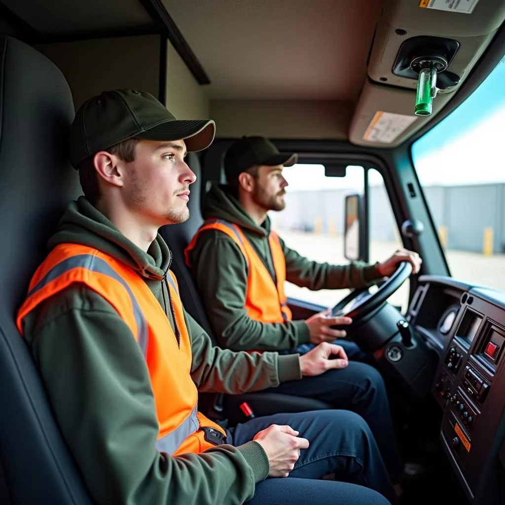 Student practicing truck driving