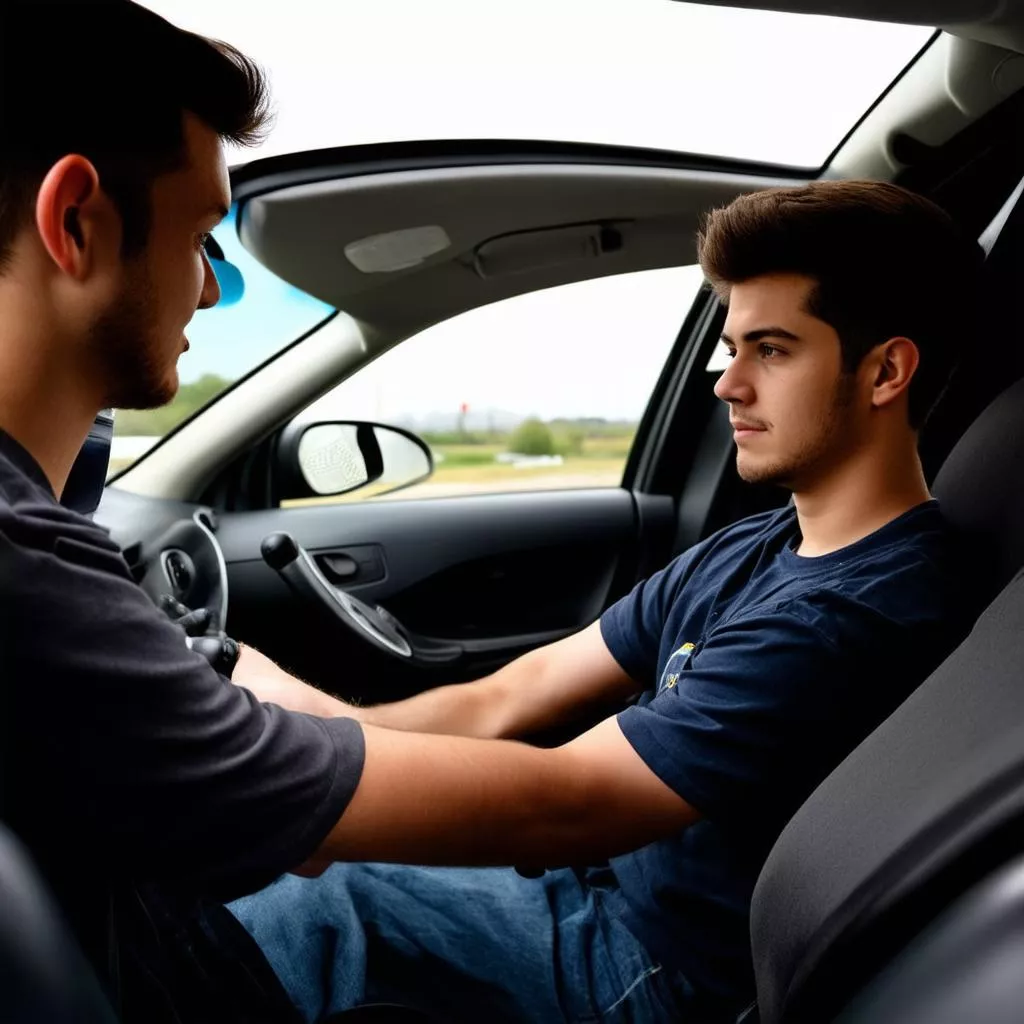 Student practicing driving