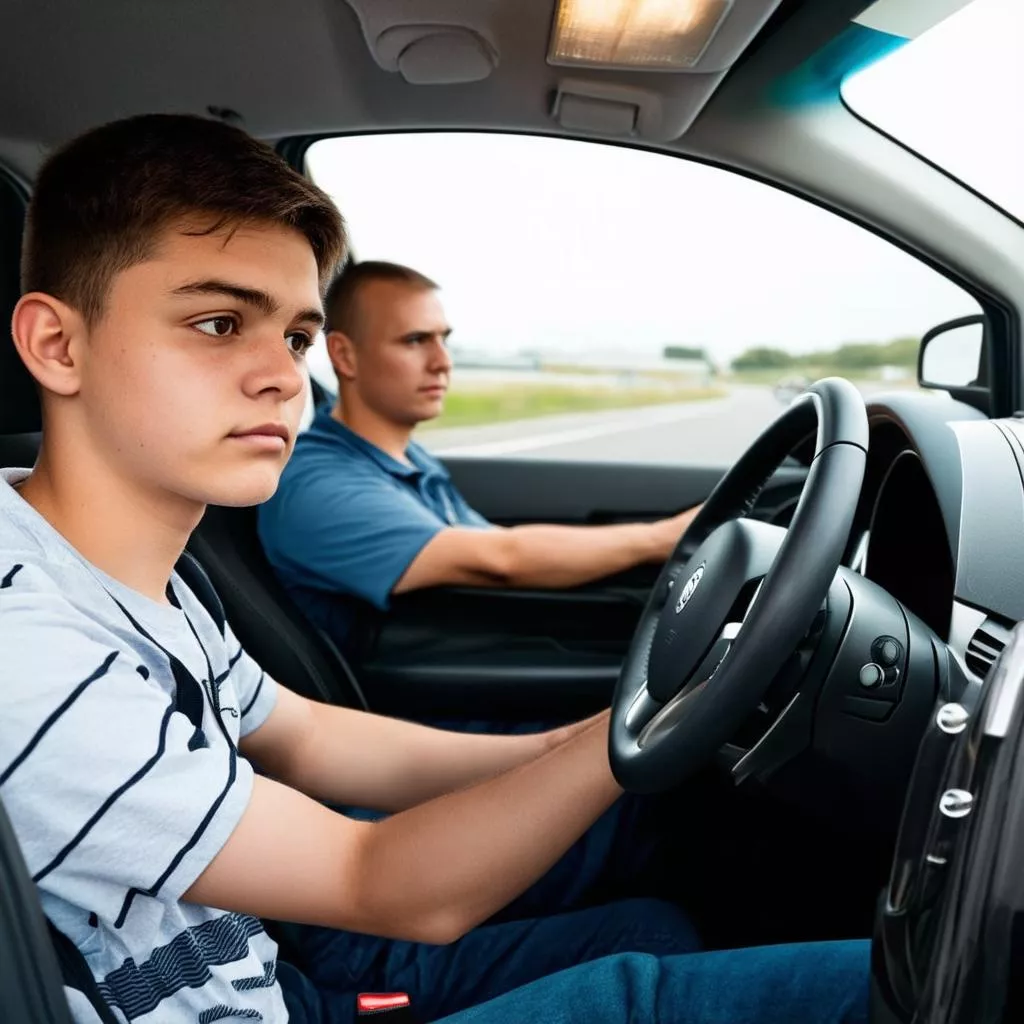 Student practicing driving