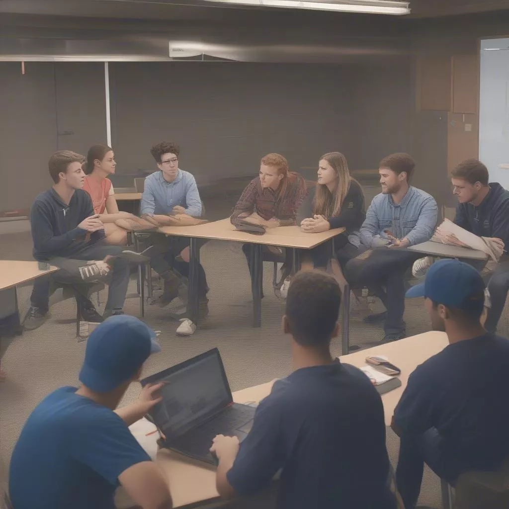 Students discussing the auto electrical profession