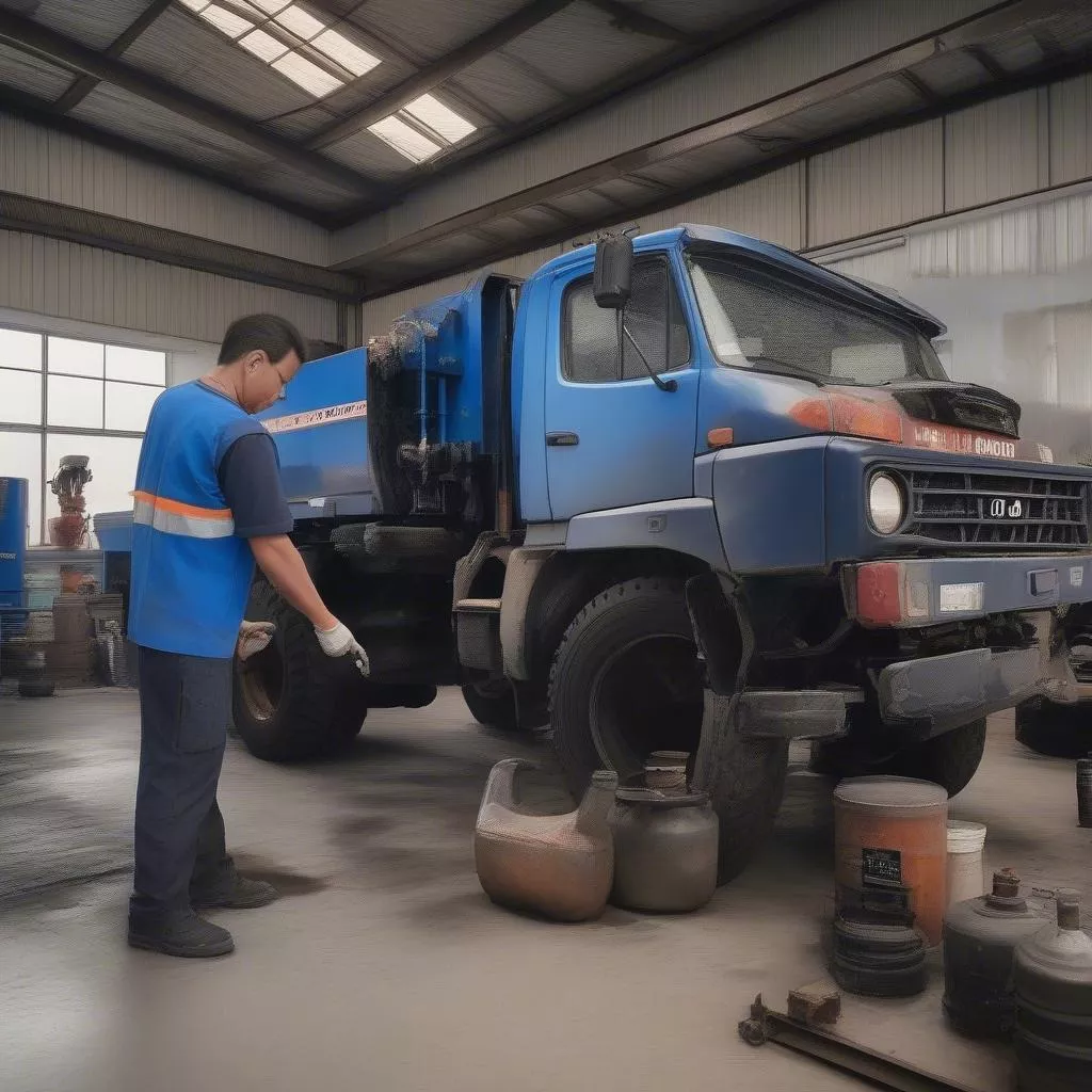 Hyundai HD85 5 Tấn Thay Bao Nhiêu Lít Nhớt?