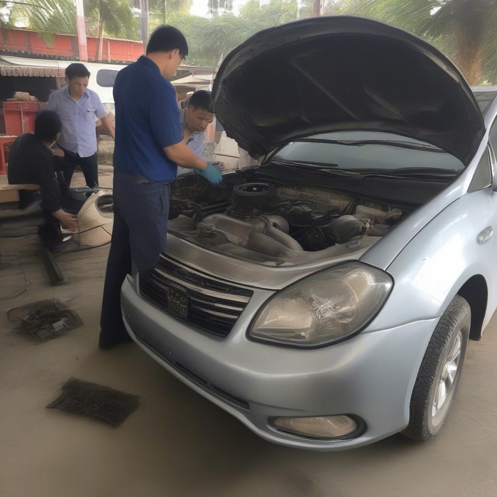 Used car engine inspection in Thai Nguyen