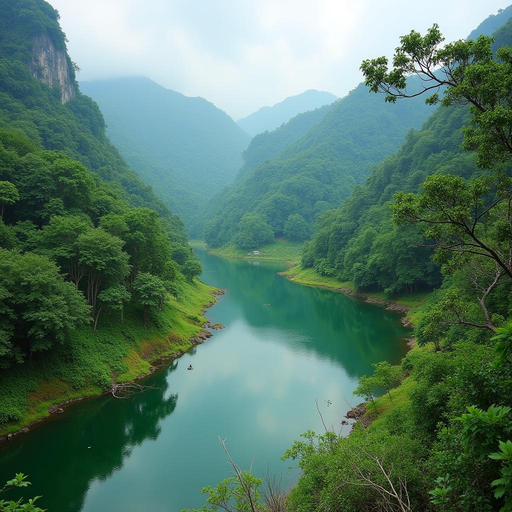 Clear blue lake in Binh Phuoc