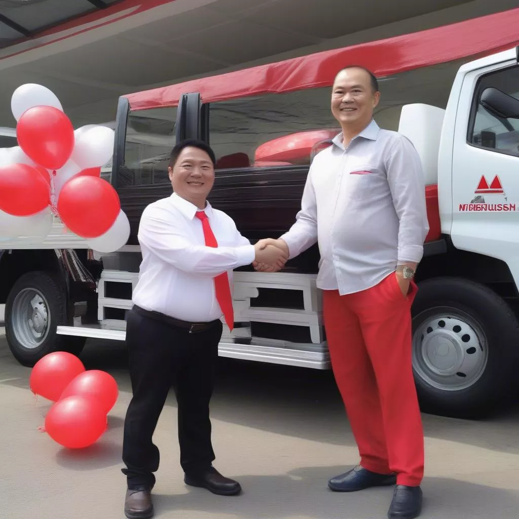 Khách hàng nhận xe tải Mitsubishi tại Quảng Ninh