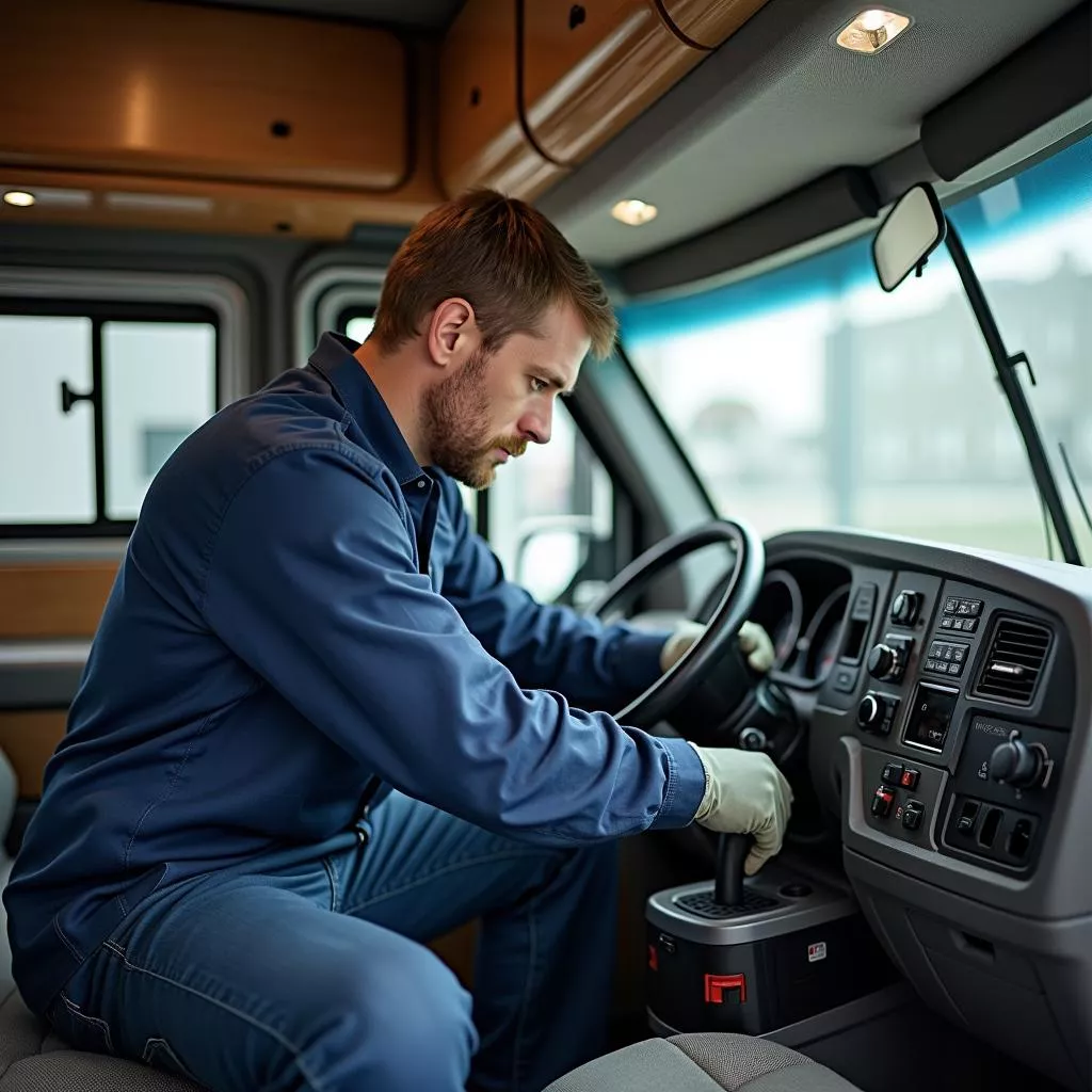 Sleeper bus engine inspection