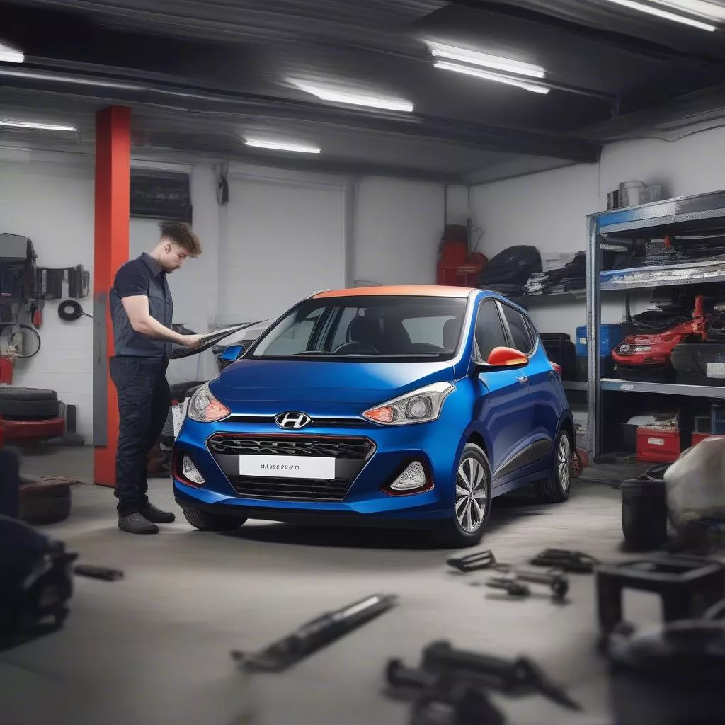 Inspecting a used Hyundai i10