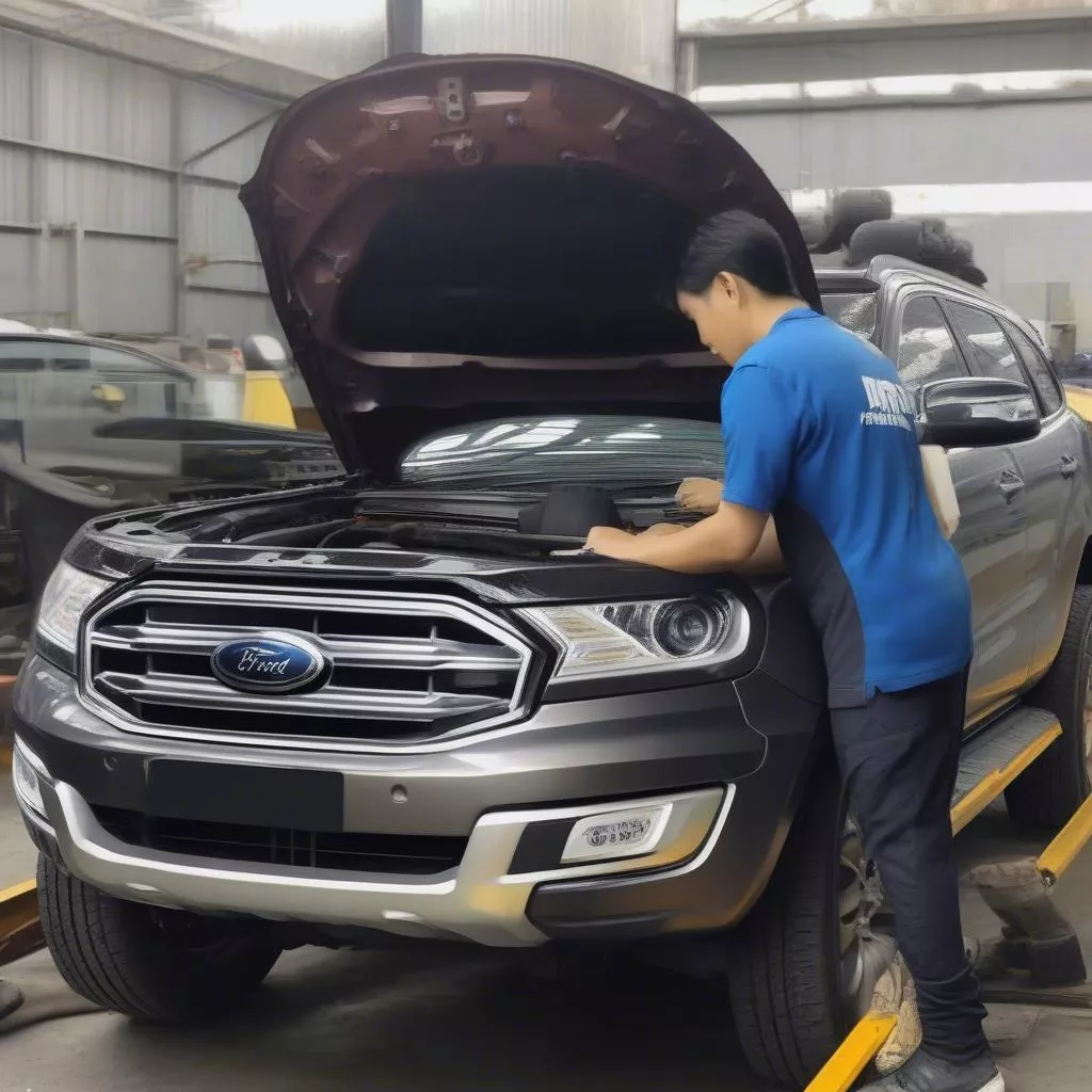 Inspecting a used Ford Everest