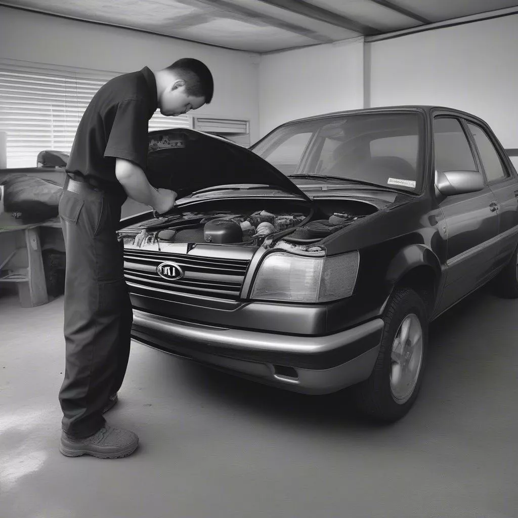 Inspecting a used Kia Morning before purchase