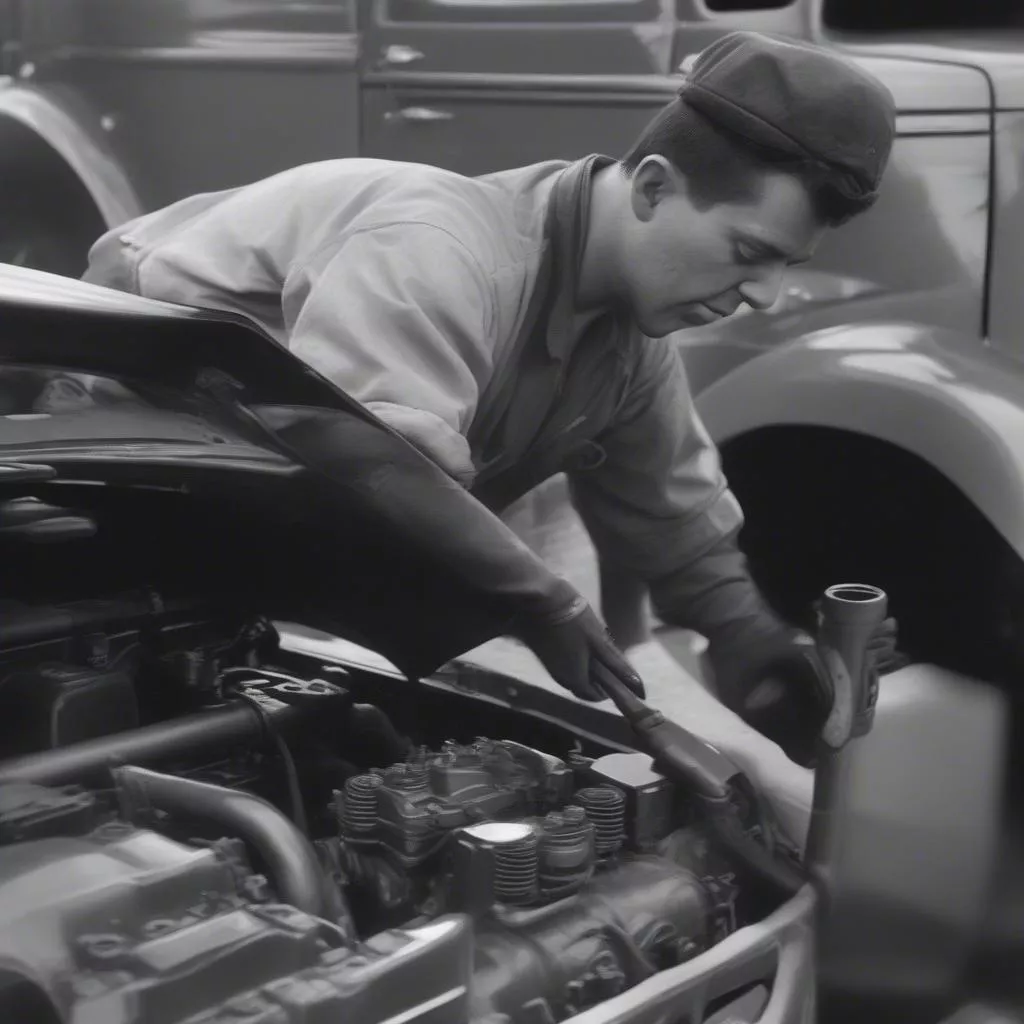 Inspecting a used truck