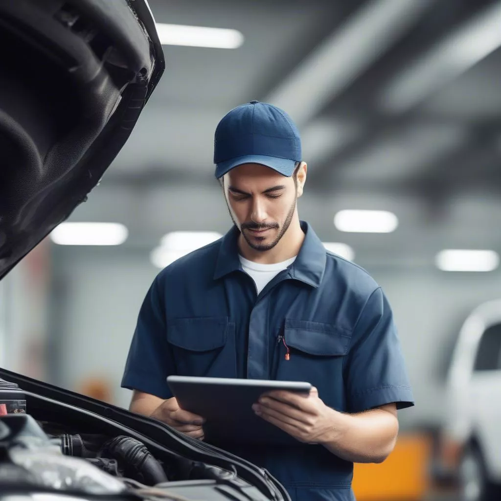 Kỹ sư ô tô làm việc