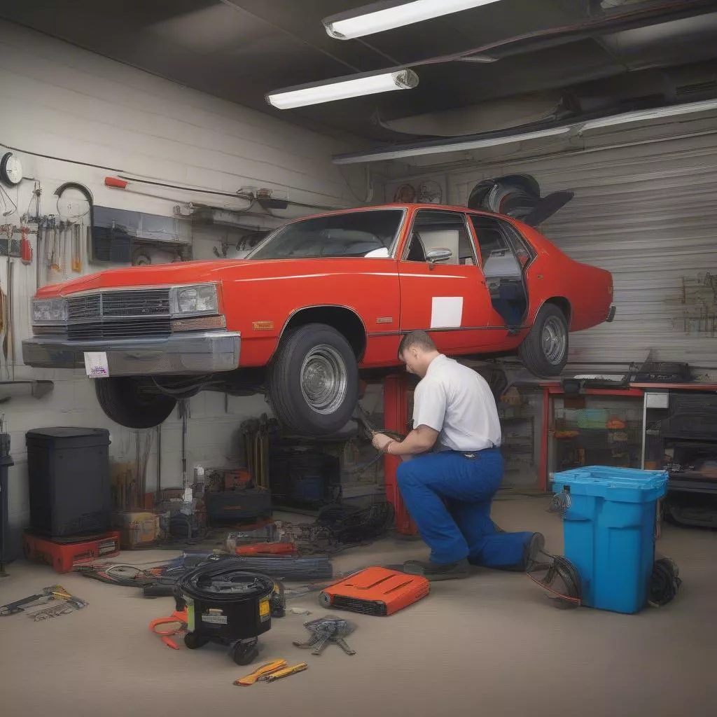 Techniker repariert eine LKW-Klimaanlage