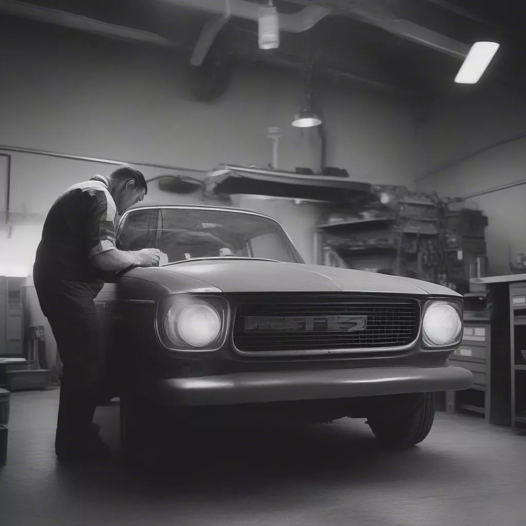 Technicien réparant des phares de voiture