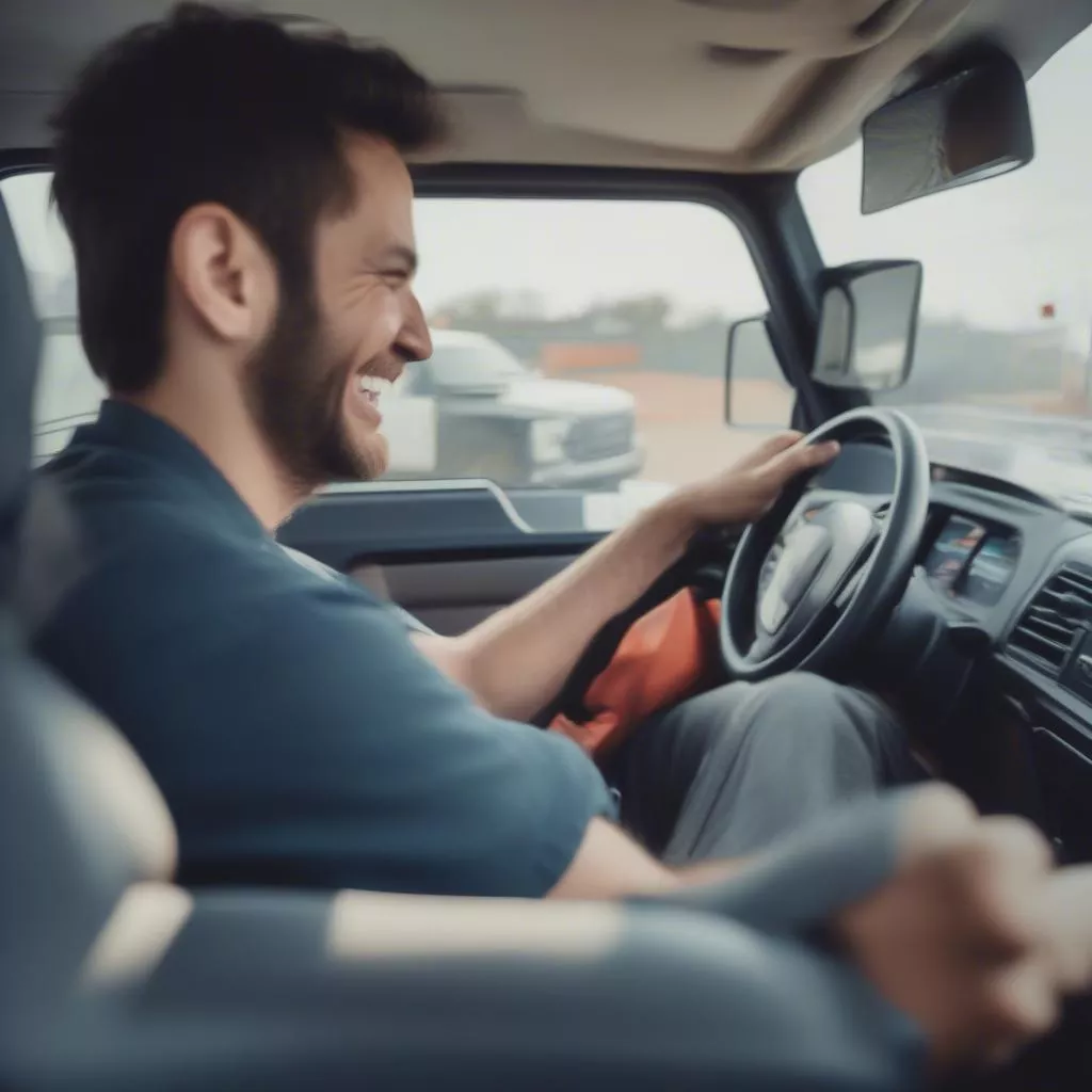 Test driving a truck