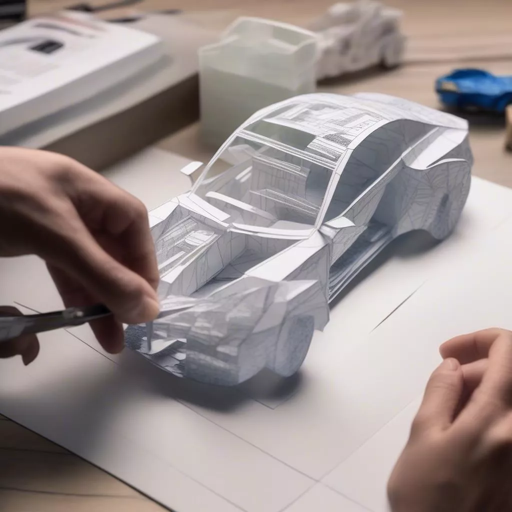 làm mô hình xe ô tô bằng giấy
