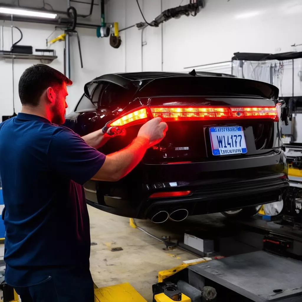 Professional installation of LED license plate lights