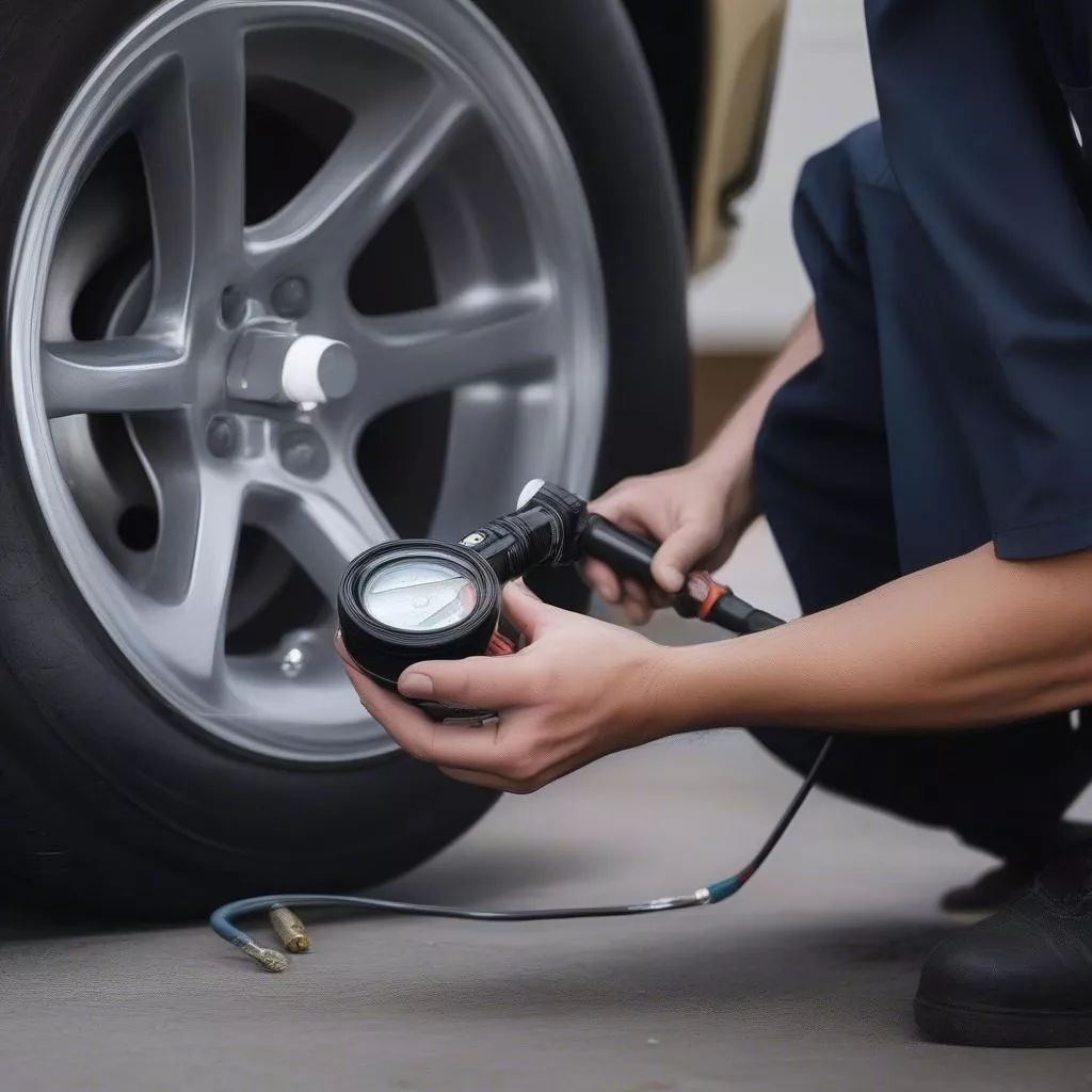 Lắp đặt van báo áp suất lốp ô tô