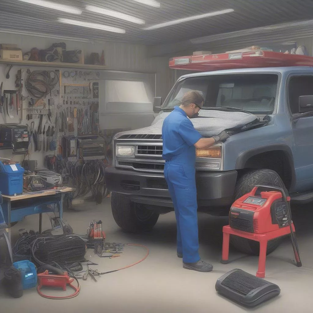 Lốc điều hòa xe tải sửa chữa