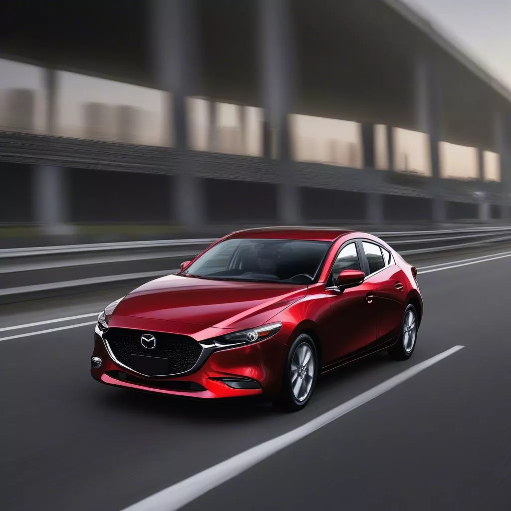 Mazda 3 Sedan đang chạy trên đường cao tốc