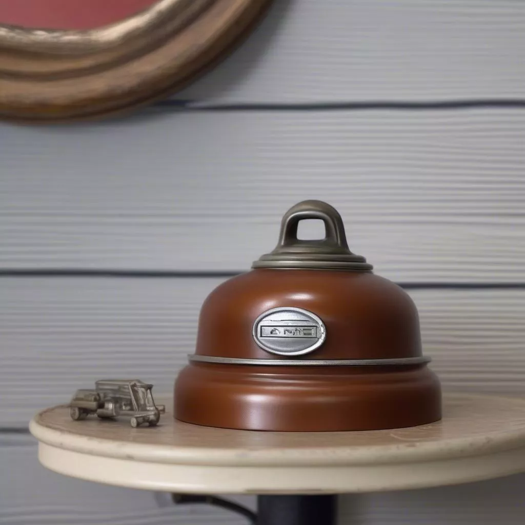 Old car gas cap as home decor