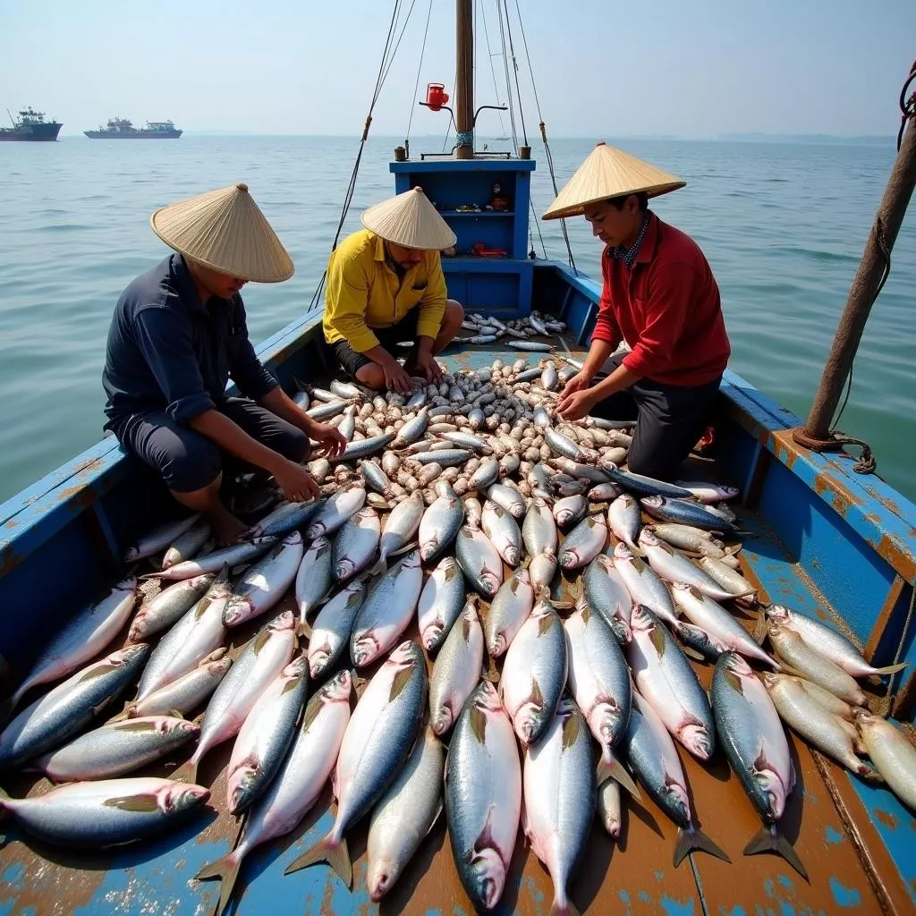 Ngư dân phân loại cá