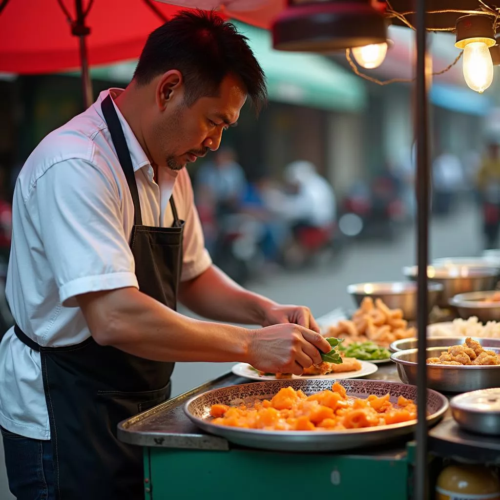 Mobile Food Vendor Serving Customers