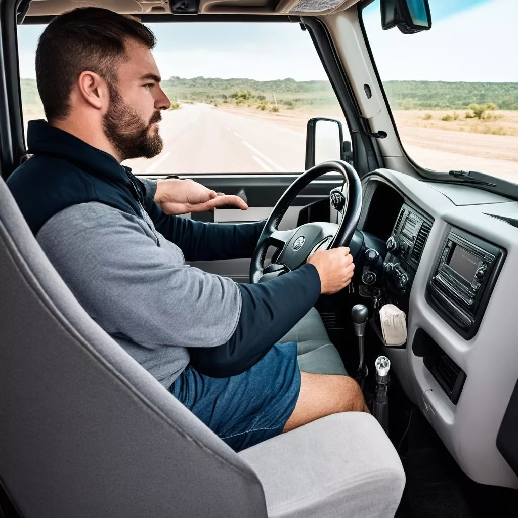 Người đàn ông đang lái xe tải