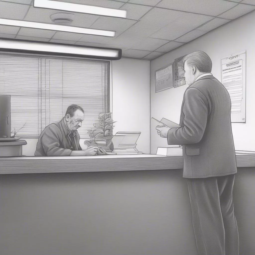 Người đàn ông đang làm thủ tục cấp lại GPLX