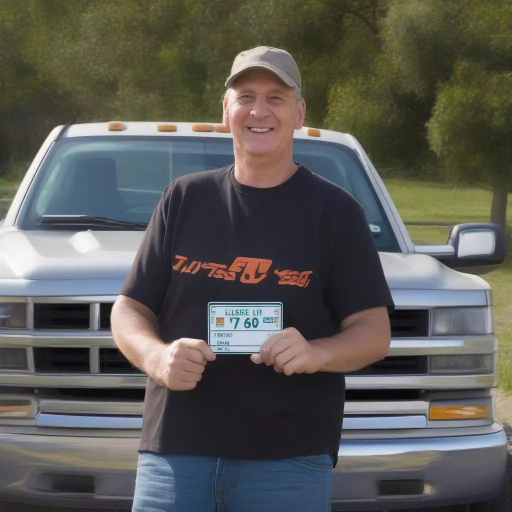 người đàn ông đang xem biển số f1