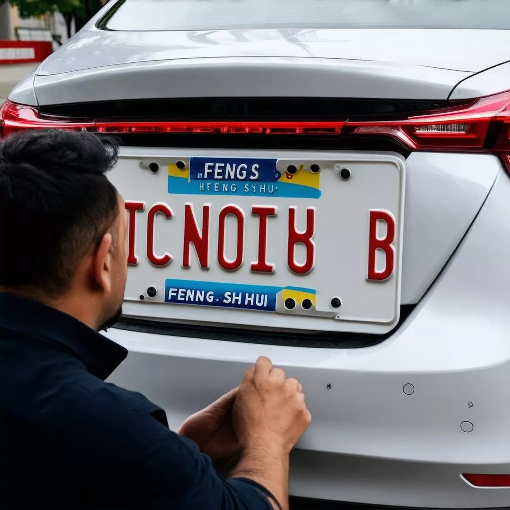 Man choosing a feng shui compatible license plate