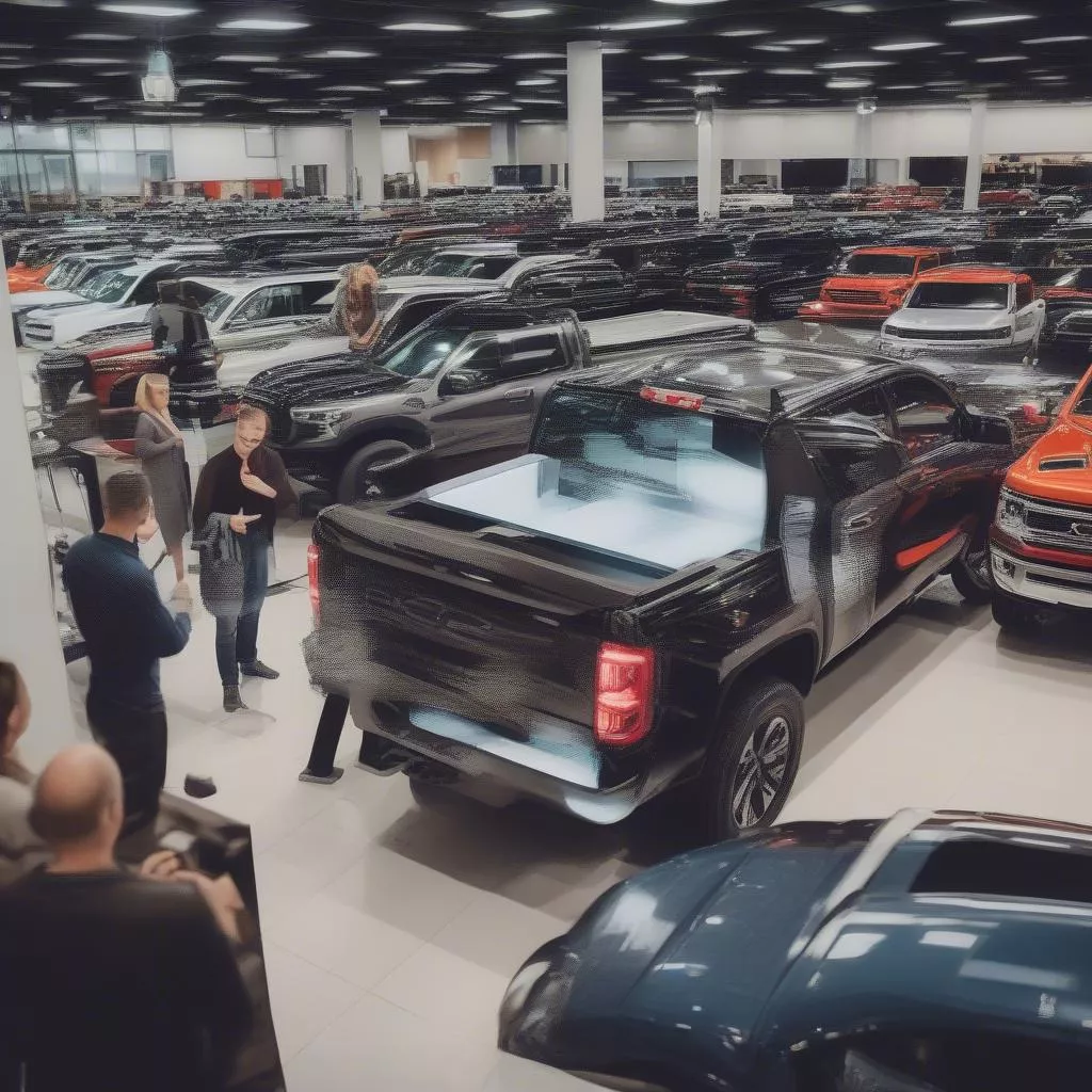 Người dùng đang tìm hiểu và lựa chọn mua xe bán tải