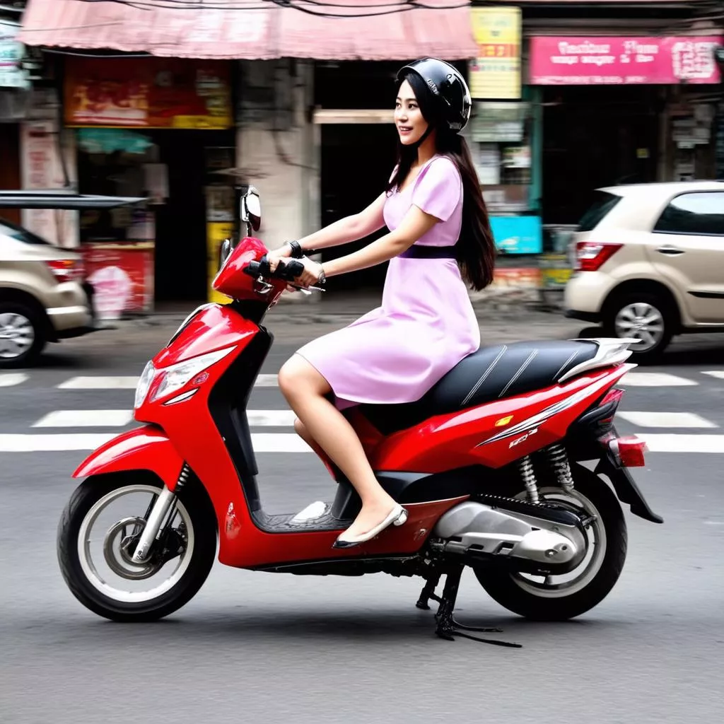 Người phụ nữ đi xe SH