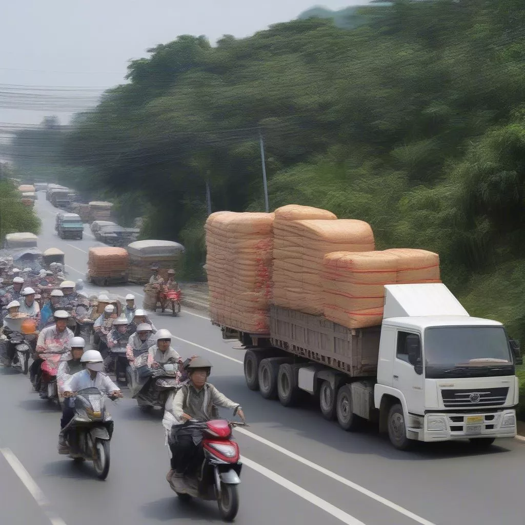 Xe tải Nhà Nghi Việt Hương 2 Đào Tấn vận chuyển hàng hóa