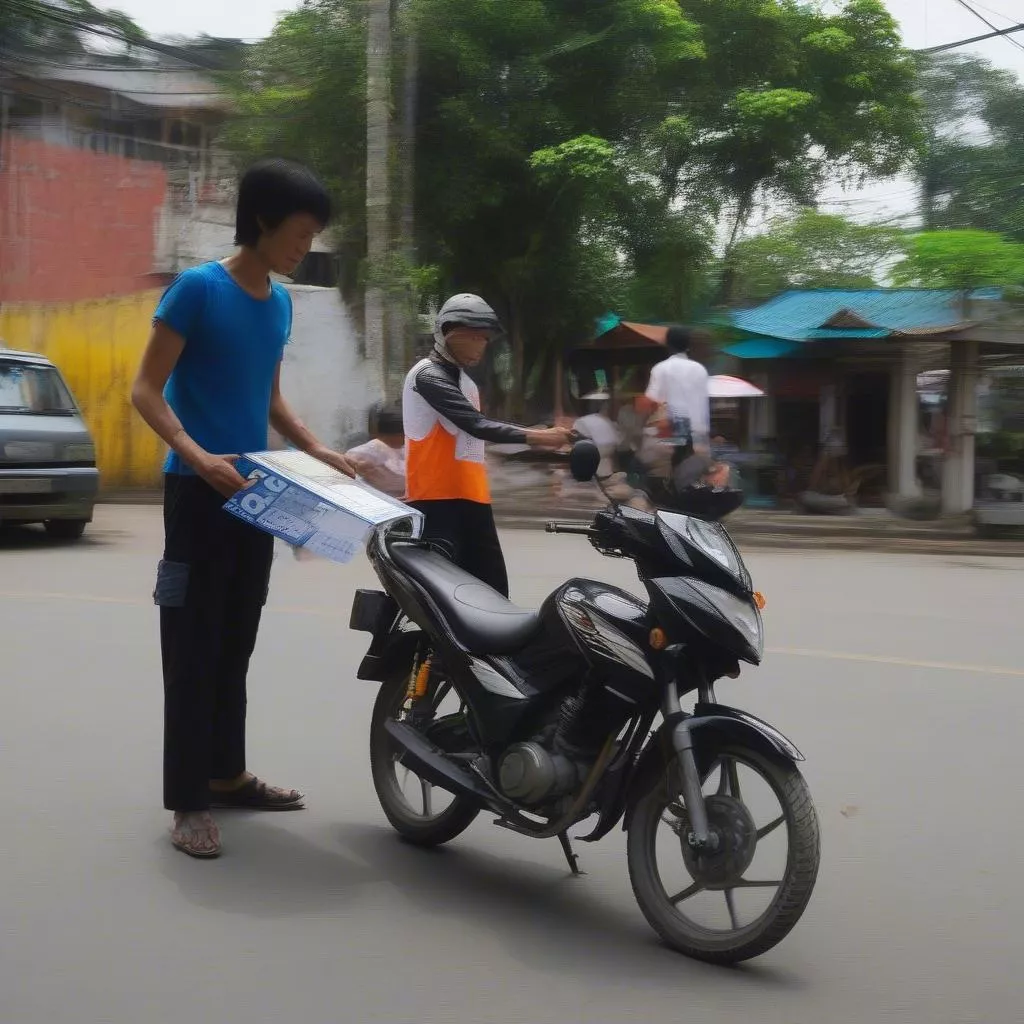 Receiving a Motorcycle License Plate