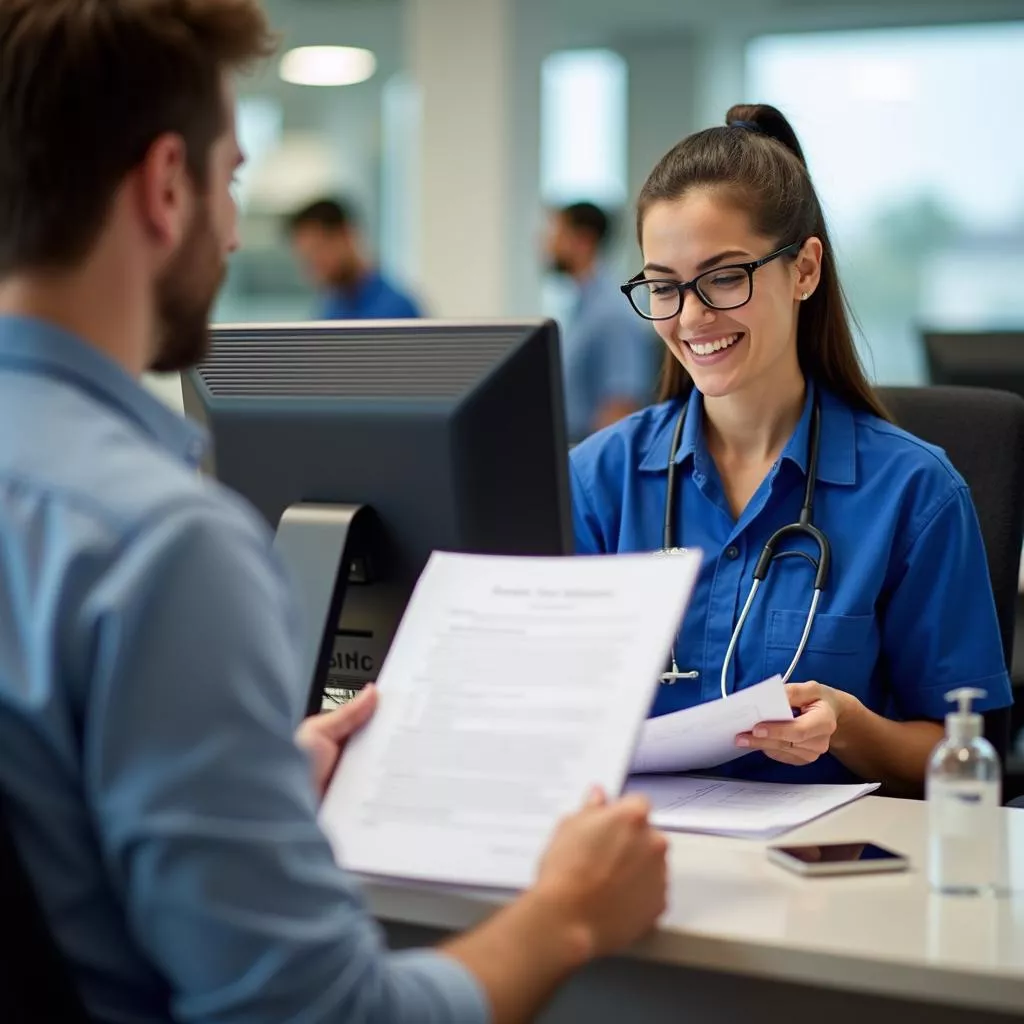 Nhân viên đăng kiểm giấy tờ