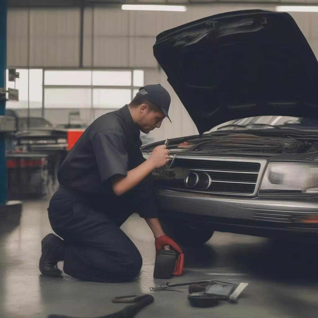 工作人员正在检查车辆