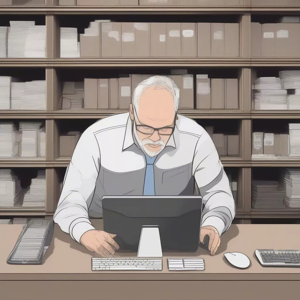 Nhân viên tra cứu thông tin chủ xe ô tô