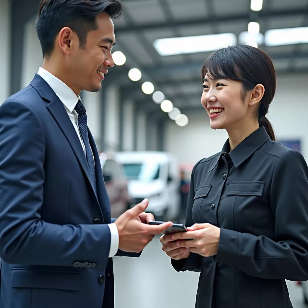 顧客にアドバイスをするスタッフ