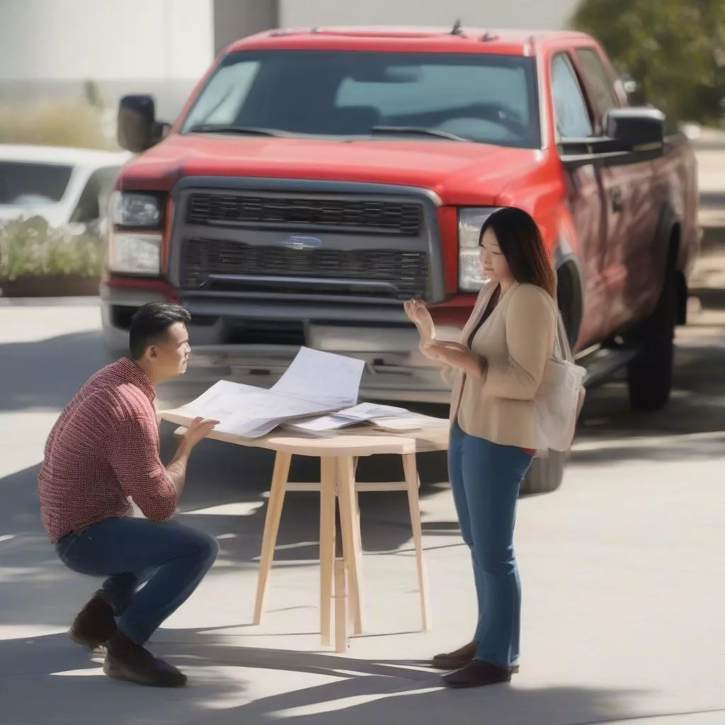 Berater berät Kunden zu Feng Shui