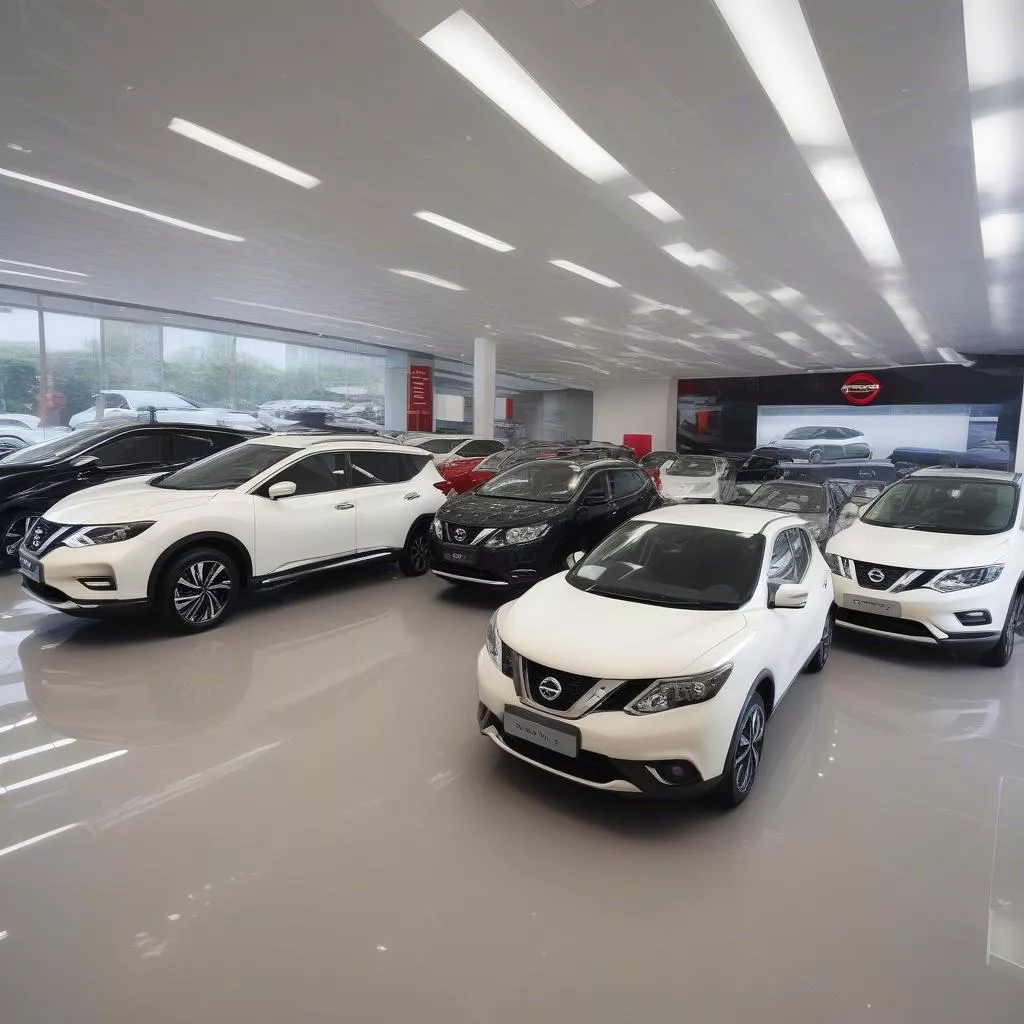 Nissan showroom with 5 seater cars