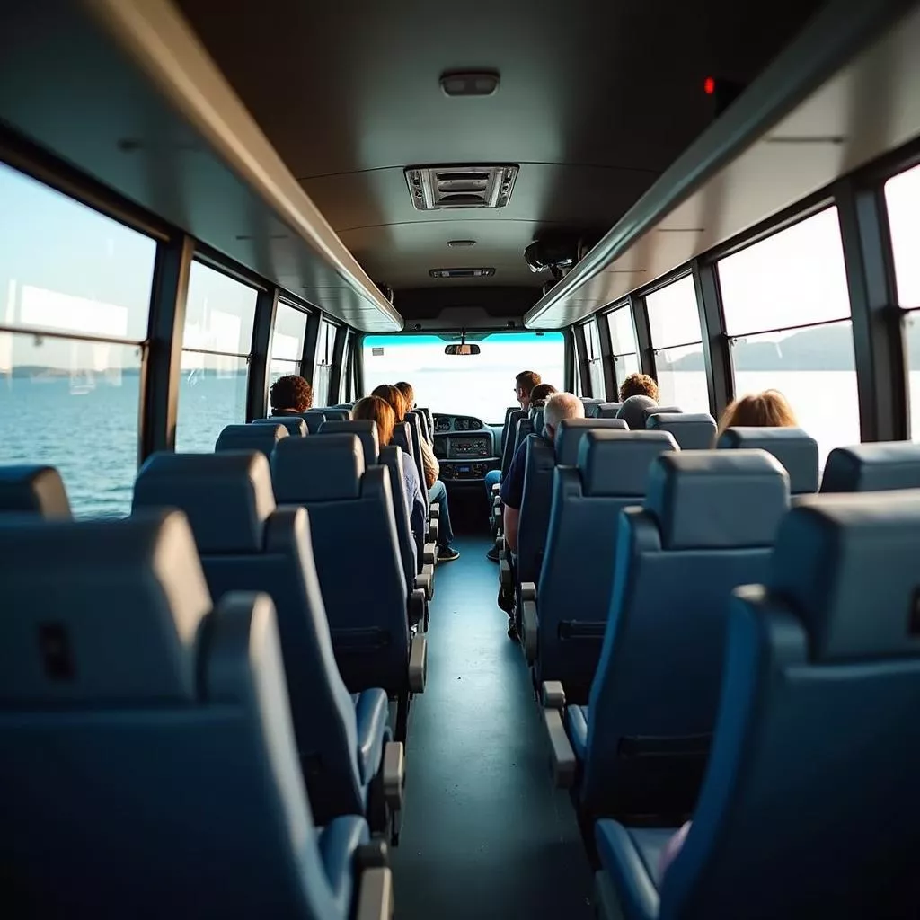 Intérieur spacieux d'un autocar 45 places.