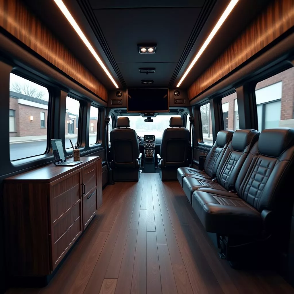 Interior of a Mercedes-Benz Sprinter 16-Seater Van